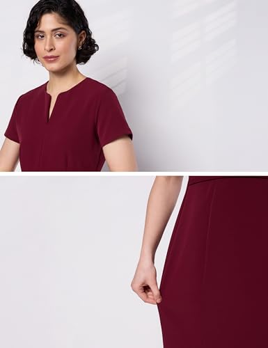 Symbol Premium Women's Sheath Dress (Knee Length | Desk-to-Dinner) (Available in Plus Sizes) (SBP-SS25-WDR-119_Maroon_4XL)