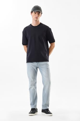 SNITCH Men Jeans Casual Wear Light Blue | Comfort Fit, Button & Zip Closure, Smooth Texture, Light Fading | Durable Cotton Blend, Medium Stretch, Full Length, 5 Pockets
