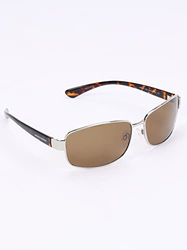 Skechers Men Polarized Rectangular Silver Sunglasses, Large