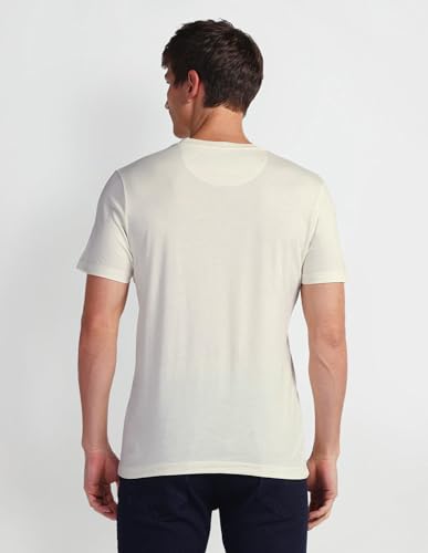 U.S. POLO ASSN. Mens Solid Half Sleeve Brand Carrier Round Neck T-Shirts (UDTSHS0886_Off White_L)