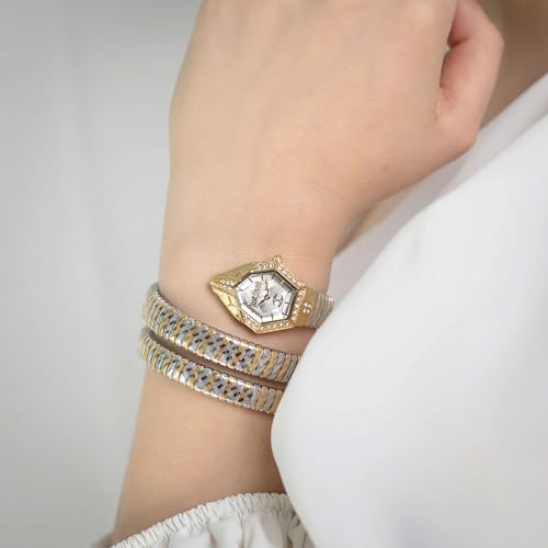 Just Cavalli Women Watch, Rose Gold Color Case, Silver Dial, Two Tone Silver & Rose Gold Color Metal Bracelet, 2 Hands, 3 ATM (Two Tone Silver & Gold Color)