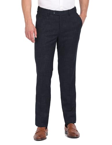 Arrow Patterned Dobby Trousers Navy