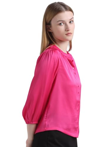 ONLY Women Solid Polyester Pink Shirt