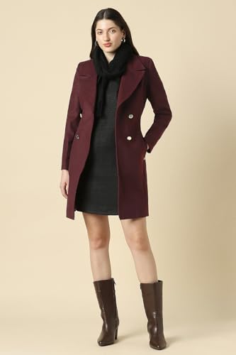 Women Maroon Solid Casual Jacket