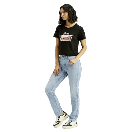 Levi's Women's Mid Rise 724 Slim Straight Fit Light-Blue Jeans