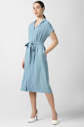 Van Heusen Women's Polyester Modern Calf Length Dress (VWDRFRGF535067_Light Blue
