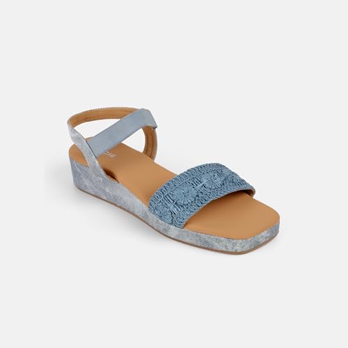 Mochi Women's Blue Back Strap closure Casual - Sandals with Flat sole UK/7 EU/40(33-1255)
