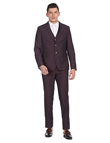 Men Wine Reversible Waistcoat Three Piece Suit