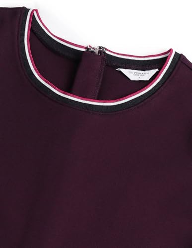 U.S. POLO ASSN. Women's Polyester A-Line Midi Casual Dress (UWSS24DRS107_Wine