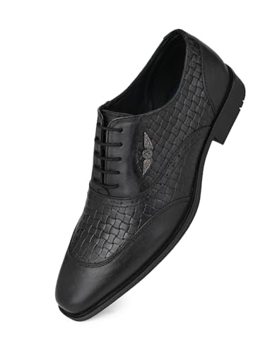 ALBERTO TORRESI Men's Formal Leather Shoes: Lace-up Closure for Comfortable and Stylish Office Wear - Black - 8 UK/India