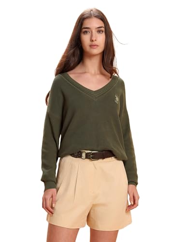 U.S. POLO ASSN. Solid Relaxed Fit Sweater (UWAW25SWE191_Green_XL)