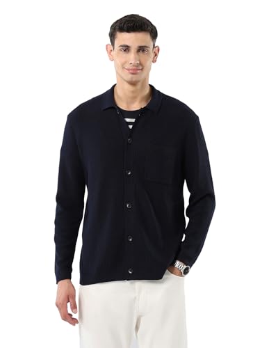 U.S.Polo Association Men's Patterned Knit Polo Neck Sweater (USSWE2463_Navy_M)