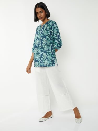 Max Women Printed Short Kurti (Blue_S)