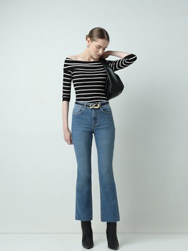 VERO MODA Womens Flared Jeans Medium Blue Denim