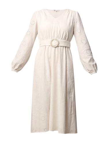 ONLY Women Self Design Casual White Fit and Flare Dress