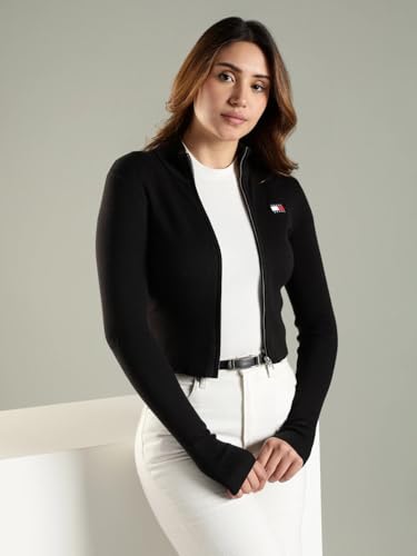 Tommy Hilfiger Women's Cotton Mock Neck Sweaters (F25JWSW011_Black_XL)