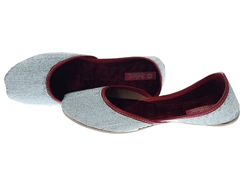 Fulkari Formal Shoes for Women – Elegant & Comfortable Office Wear, Stylish Leather Finish, Cushioned Insole, Ideal for Work, Business Meetings & Formal Event's (White Silver,Size-6)