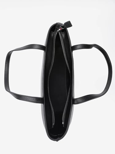 Tommy Hilfiger Solid Black Pu Tote Bag