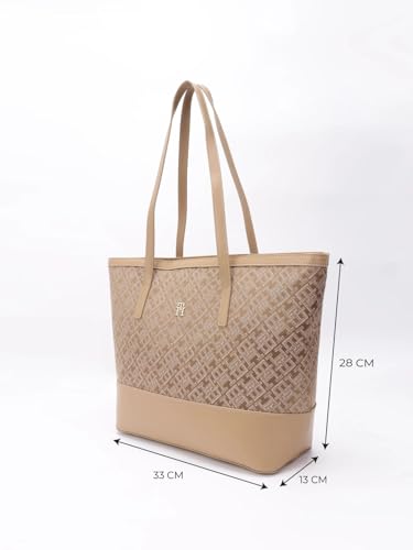 Tommy Hilfiger Logo Khaki Polyester Tote Bag