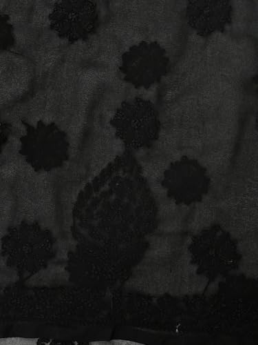 Ada Hand Embroidered Lucknowi Chikankari Unstitched Georgette Dress Material Suit Piece with Dupatta for Women 01A834692 Black