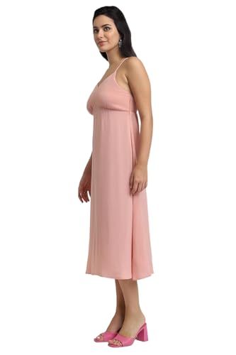 Forever 21 Women's Polyester Modern Knee-Length Dress (FWA24CDRF010701_Peach
