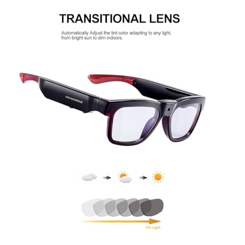 OhO Smart Glasses,128G Camera&Bluetooth Sunglasses with Open Ear Speaker Headset Headphone,Indoor&Outdoor Sports,Polarized UV Protection,for Men Women