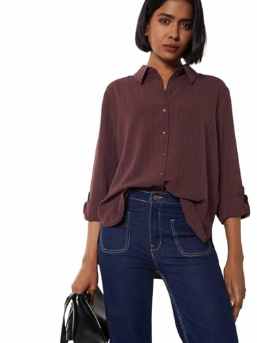 Max Women Striped Shirt (Maroon_XL)