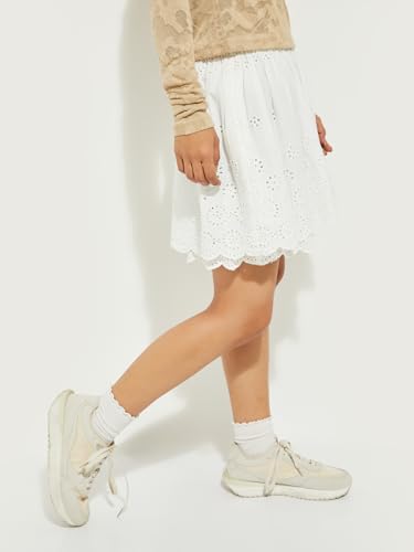 Max Alaya F x URB_N Women Schiffli Embroidered Mini Skirt (Ivory_XS)