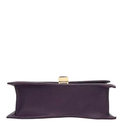 Da Milano Leather Satchel Bag for Women - Purple (LB-01516A-OL)