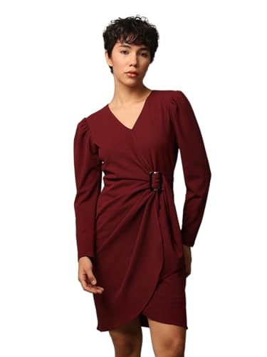 ONLY Women's Regular Fit Maroon Dress
