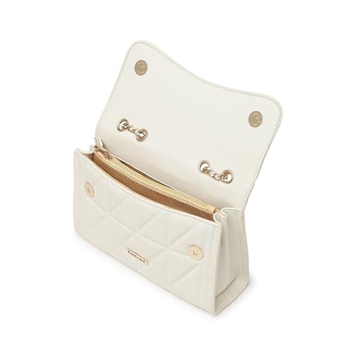 Fastrack Women’s White Sling Bag | Quilted Faux Leather | Adjustable Strap with Metal Detail & Flap Closure