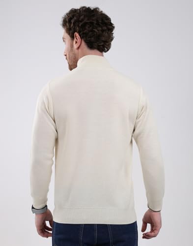 Monte Carlo Men's Mock Neck Full Sleeve Pullover Cream 3XL (Pack 1)