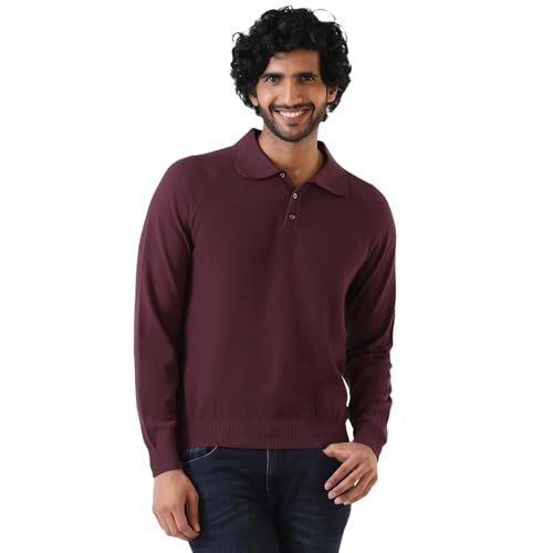 Blackberrys Men's Slim Fit Solid Rust Pullover Sweater