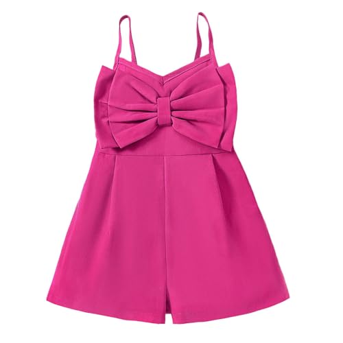 Hopscotch Girls Polyester Bow Applique Sleeveless Playsuit in Peach Color For Ages 18-24 Months (EWE-4451674)