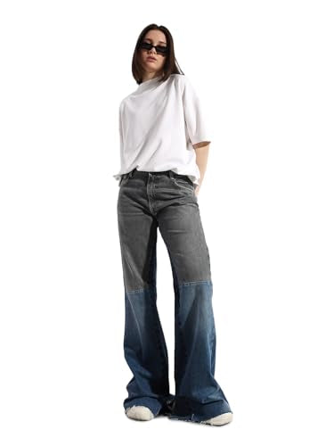 ONLY Women Wide Leg Mid-Rise Blue Jeans