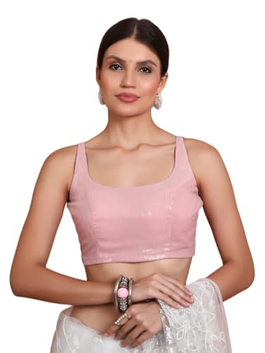 S SALWAR STUDIO Pink Georgette Embellished Readymade Blouse