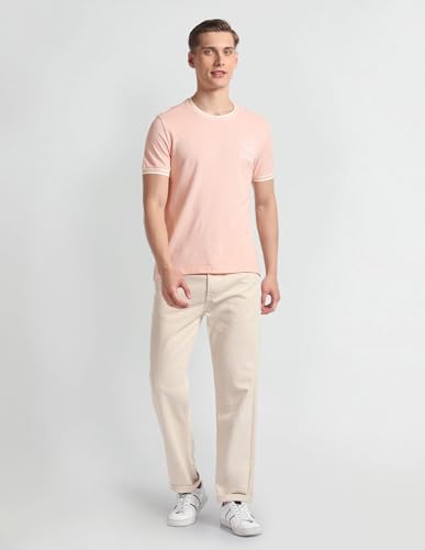 U.S. POLO ASSN. Mens Graphic Round Neck HS T-Shirts (UDTSHS0740_Pink_XL)