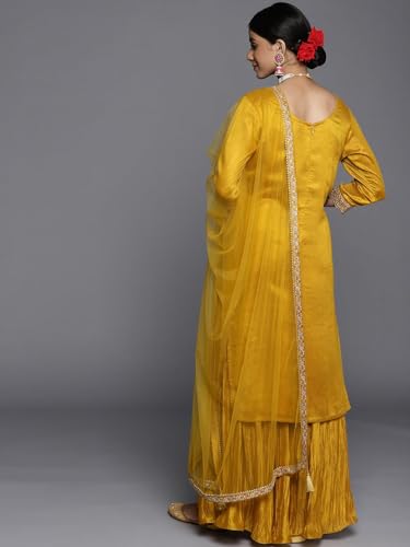Libas Printed Silk blend Straight Kurta Set for Women (33592OHS)