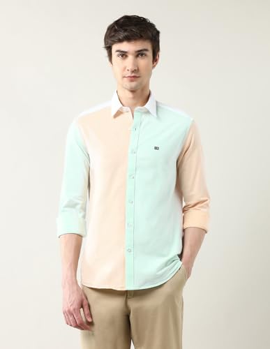 Arrow Sports Men's Colorblocked Slim Fit Oxford Shirt White
