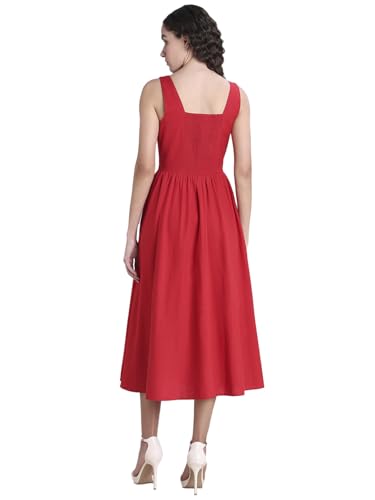 VERO MODA Womens Midi Dress Barbados Cherry