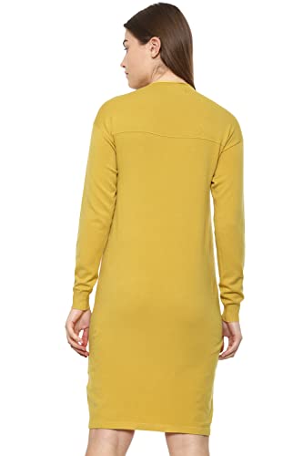 Van Heusen Women's Polyester Blend T-Shirt Above The Knee Dress (VWFDFRGFK43192_Yellow_M)