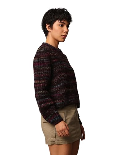 ONLY Women's Acrylic Blend Round Neck Pullover Sweater (15259443- Black