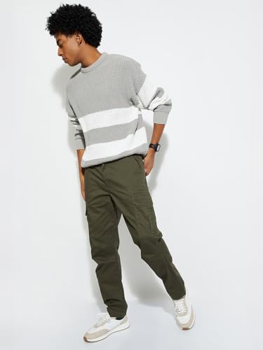 Max URB_N Men Relaxed Fit Solid Cargos (Green_34)