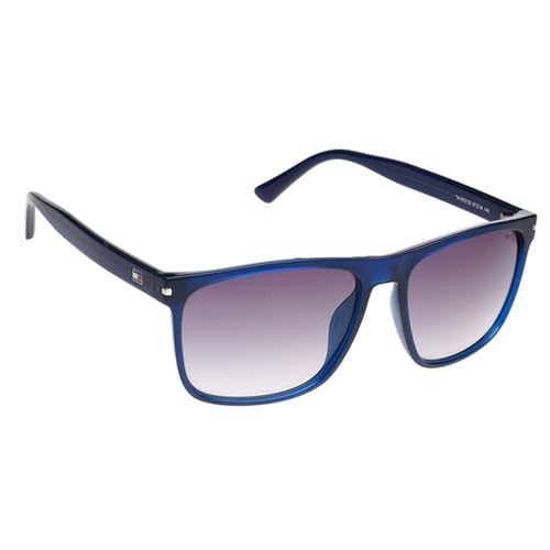 TOMMY HILFIGER Unisex UV Protected Eyewear | Grey Lens | Blue Frame | Full Rim Square Shape Branded Latest and Stylish Sunglasses | 100% UV Protection |Sunglasses| Size Medium | TH 1572 C3 S