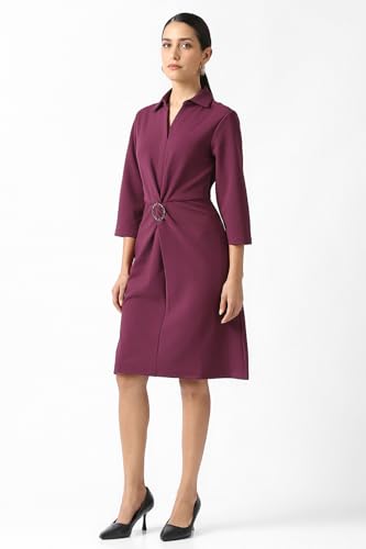 Van Heusen Women's Polyester Blend Modern Knee-Length Dress (VWCDERGF576392_Maroon