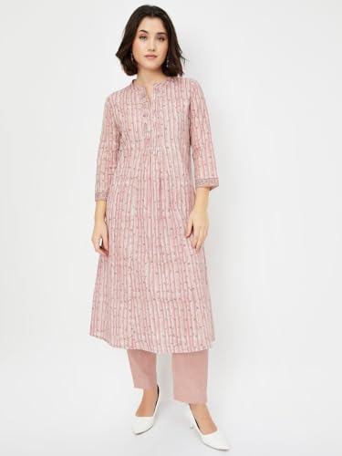 Max Women's Cotton Blend Kurta Set (CTKSTARA0016_RED