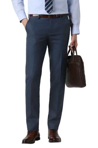 Men Navy Textured Trousers