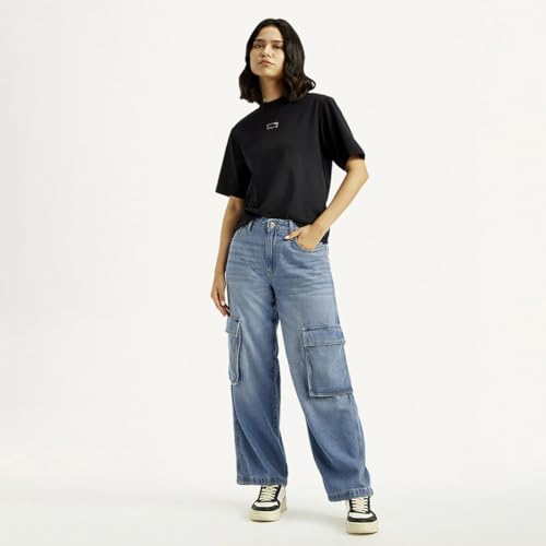 Levi’s Women's Mid Indigo Loose Fit Mid Rise Jeans, 2149, 32