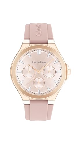 Calvin Klein Vibrancy Qtz Multifunction Blush Round Dial Women's Watch|Silicone Material|Multi Color Band - 25100108