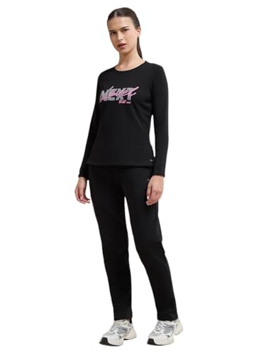 Amante Black Printed Cotton Long Sleeves Women T-Shirt